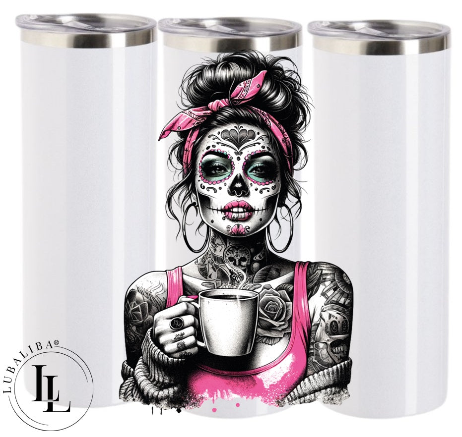 TUMBLER " SCULL GIRL PINK " Motiv: DJL